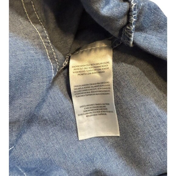 Dickies Denim Mini Skirt Women's Size Large Pockets Zip - Logo - 90's  - Y2K - Picture 4 of 6